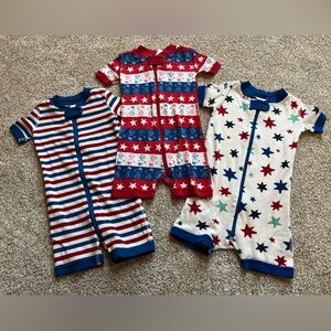 Hanna Andersson Footless Romper/Bodysuits, set of 3, size 6-12 months